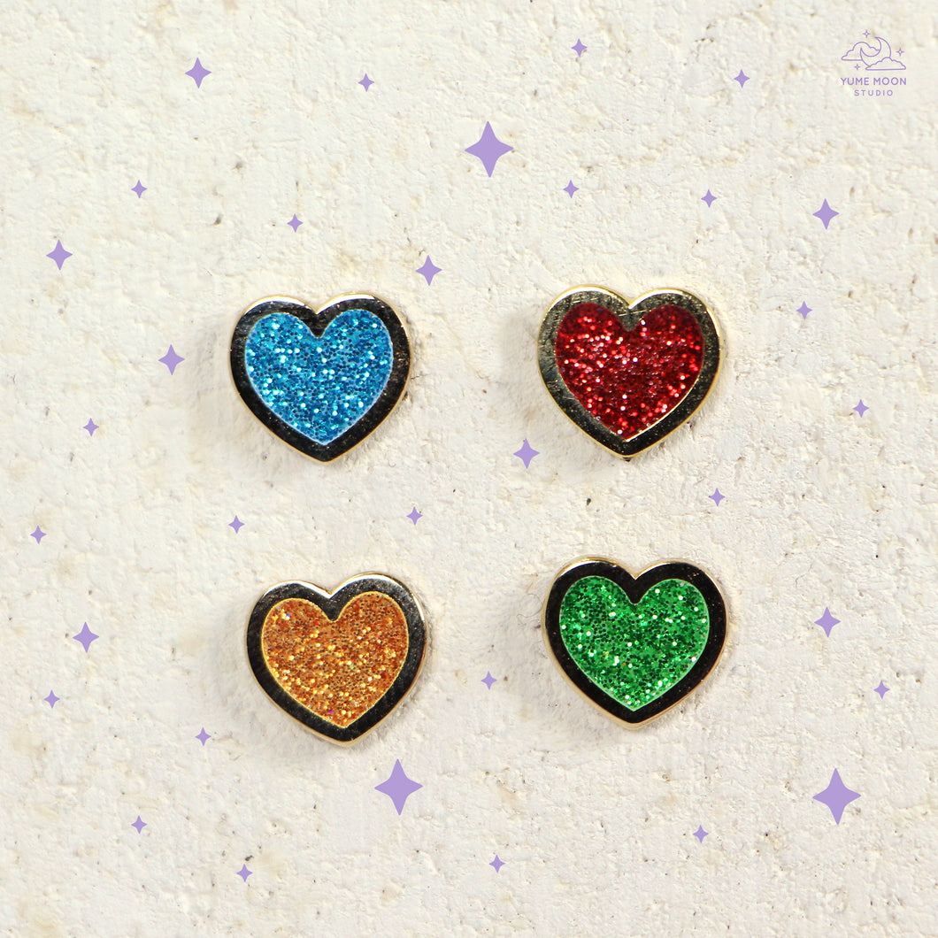 Glitter Heart Mini Enamel Pin