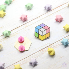 Load image into Gallery viewer, Pastel Rainbow Cube Enamel Pin
