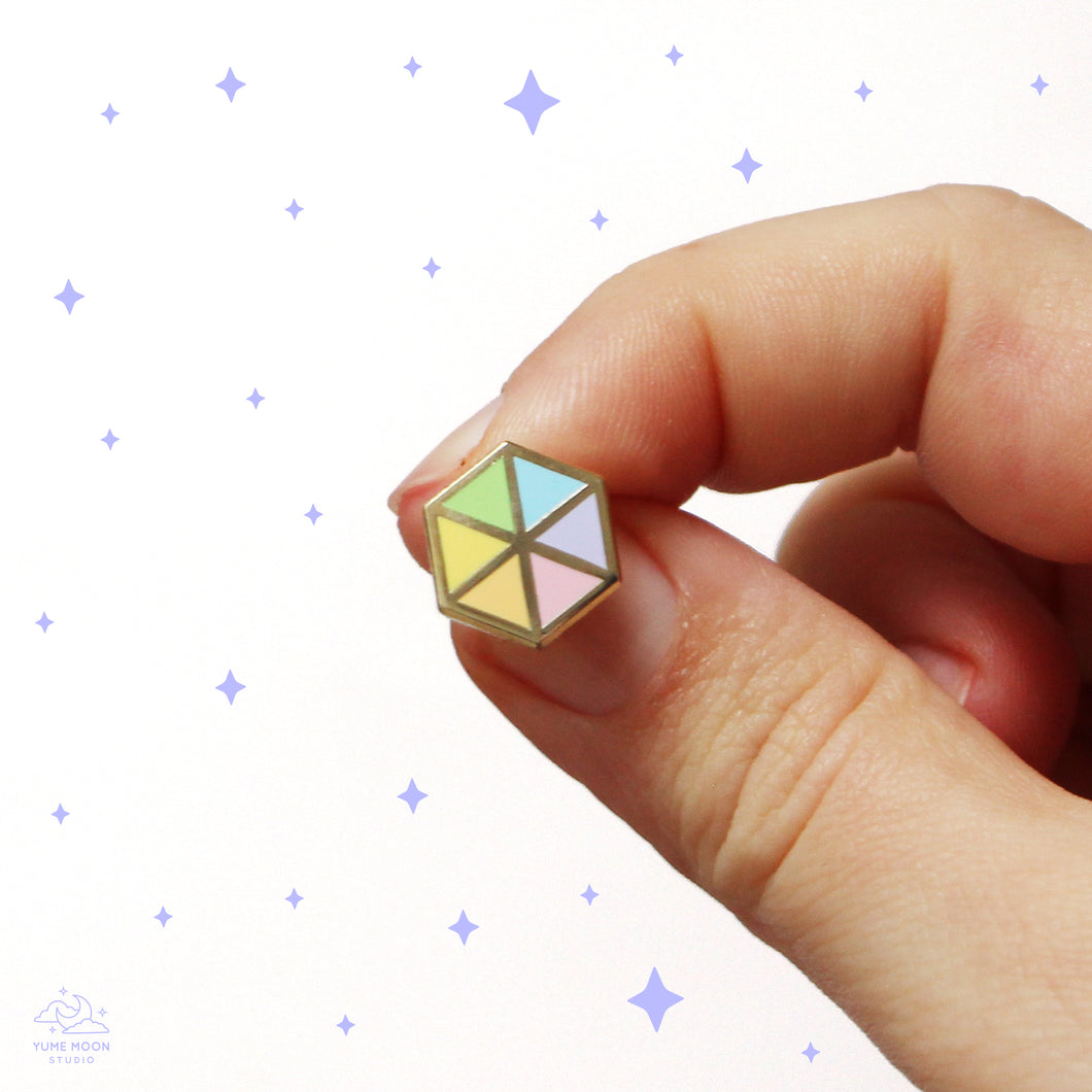 Pastel Rainbow Hexagon Mini Enamel Pin