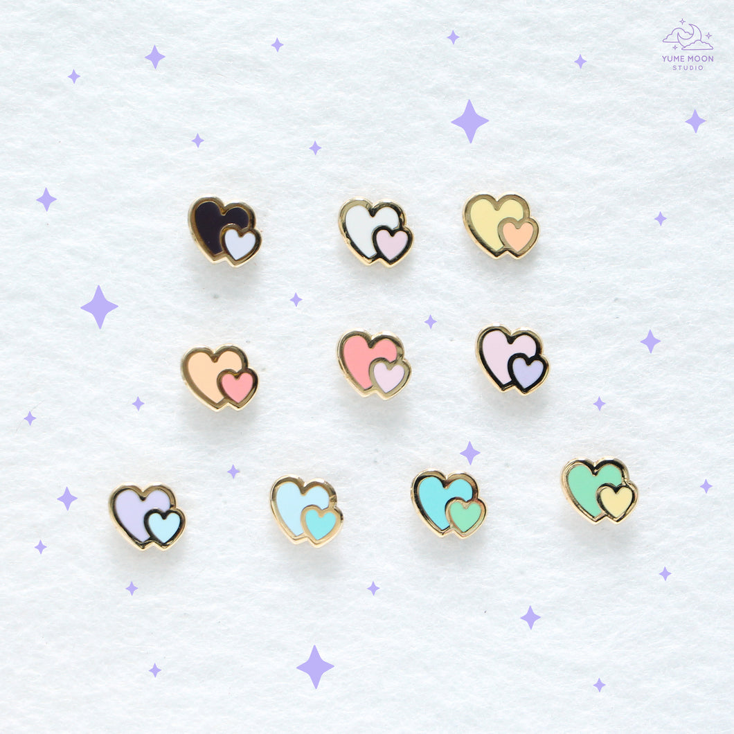 Double Hearts Mini Enamel Pin