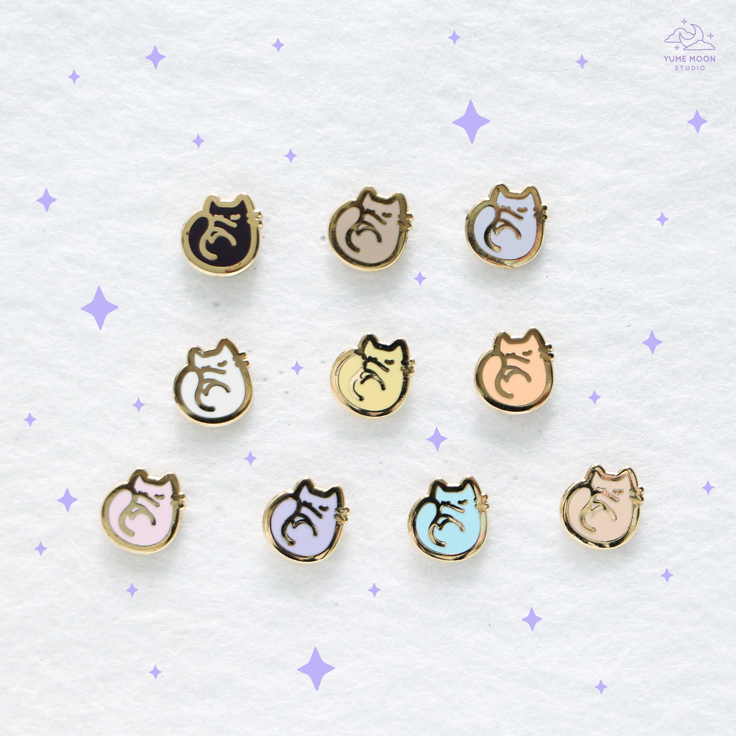 Sleepy Cat Mini Enamel Pin – Yume Moon Studio