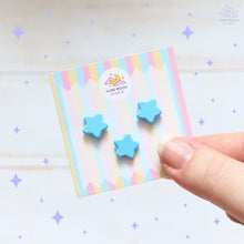 Load image into Gallery viewer, Blue Stars - Set of 3 Tiny Dyed Enamel Pin
