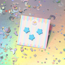 Load image into Gallery viewer, Blue Stars - Set of 3 Tiny Dyed Enamel Pin
