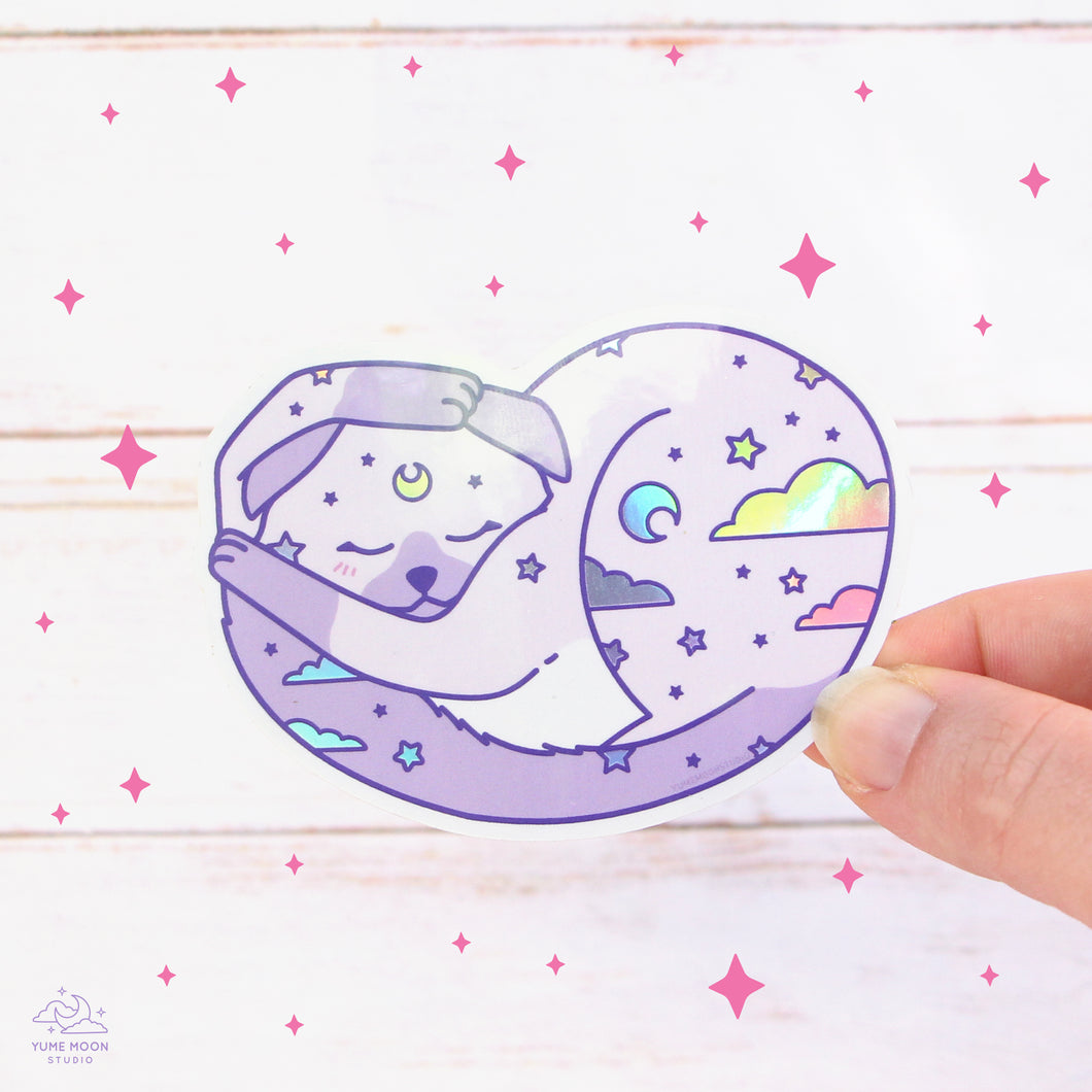 Dreaming Lavender Cat Holographic Sticker