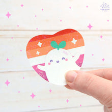 Load image into Gallery viewer, Lesbian Pride Ghostie Holographic Laminated Heart Sticker
