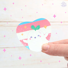 Load image into Gallery viewer, Transgender Pride Ghostie Holographic Laminated Heart Sticker

