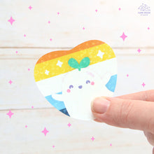 Load image into Gallery viewer, Aroace Pride Ghostie Holographic Laminated Heart Sticker
