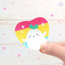Load image into Gallery viewer, Pansexual Pride Ghostie Holographic Laminated Heart Sticker
