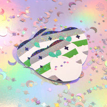 Load image into Gallery viewer, Agender Pride Ghostie Holographic Laminated Heart Sticker
