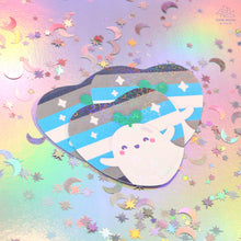 Load image into Gallery viewer, Demiboy Pride Ghostie Holographic Laminated Heart Sticker

