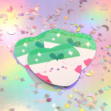 Load image into Gallery viewer, Abrosexual Pride Ghostie Holographic Laminated Heart Sticker
