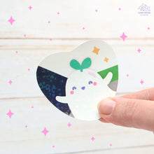 Load image into Gallery viewer, Demiromantic Pride Ghostie Holographic Laminated Heart Sticker
