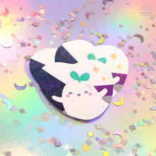 Load image into Gallery viewer, Demisexual Pride Ghostie Holographic Laminated Heart Sticker
