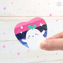 Load image into Gallery viewer, Omnisexual Pride Ghostie Holographic Laminated Heart Sticker
