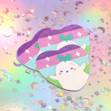 Load image into Gallery viewer, Toric Pride Ghostie Holographic Laminated Heart Sticker
