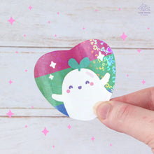 Charger l'image dans la visionneuse de la galerie, Polysexual Pride Ghostie Holographic Laminated Heart Sticker
