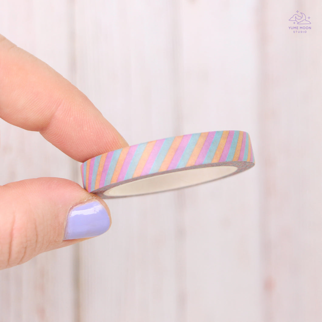 Primary Colours Pastel Striped Thin Washi Tape
