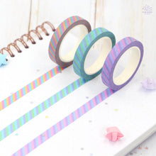 Load image into Gallery viewer, Green Pastel Striped Thin Washi Tape
