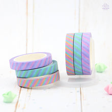 Load image into Gallery viewer, Green Pastel Striped Thin Washi Tape
