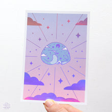 Load image into Gallery viewer, Blue Dreaming Cat Holographic Foil Print
