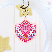 Load image into Gallery viewer, Heart Shield Pink Frosted Acrylic Charm
