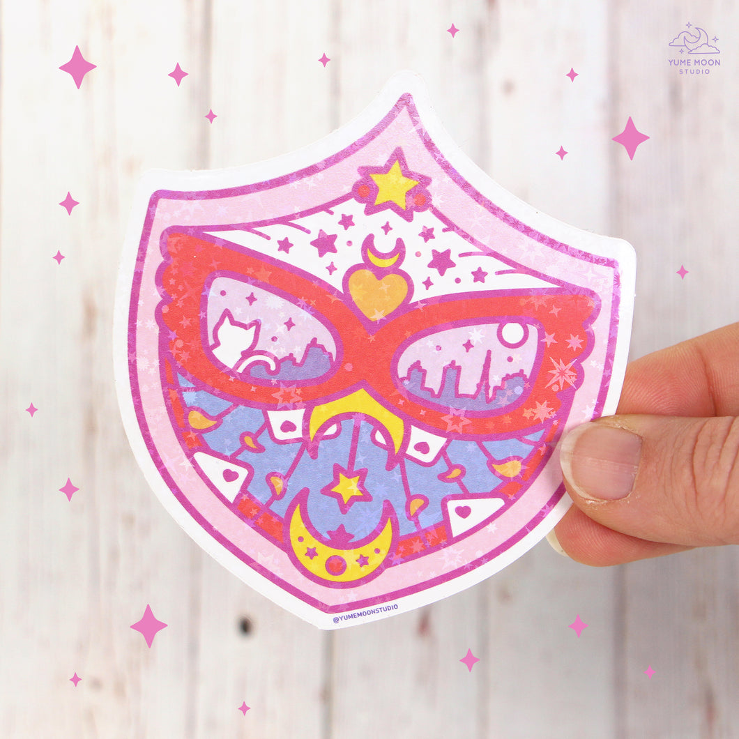 Red Mask Shield Big Holo Sticker