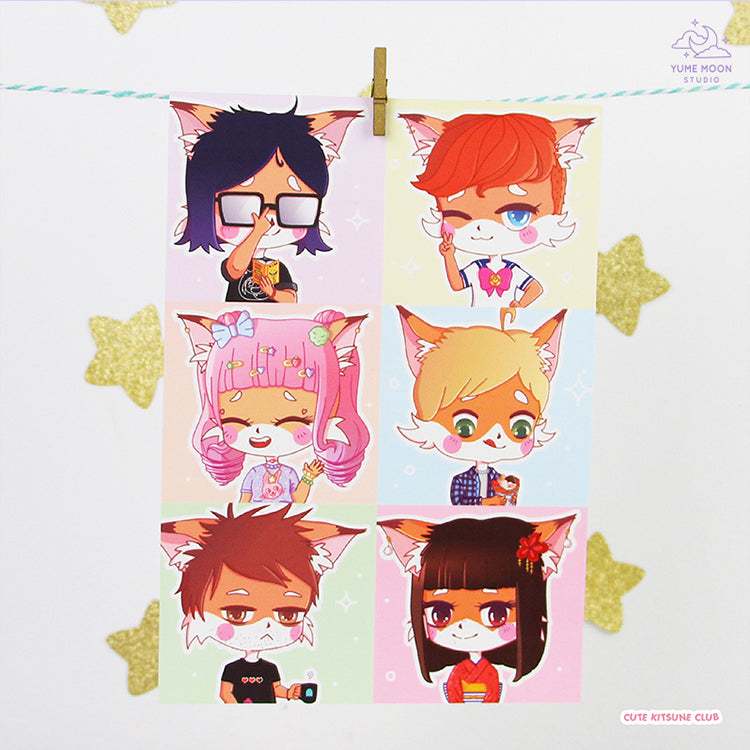 Cute Kitsunes A5 Postcard