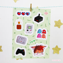 Charger l&#39;image dans la visionneuse de la galerie, Jun loves Video Games Sticker Sheet
