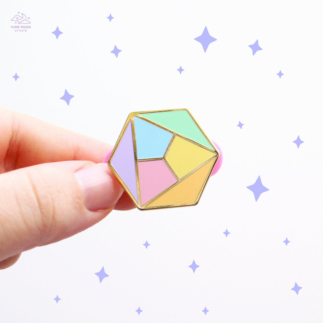 Pastel Rainbow Hexagon Enamel Pin