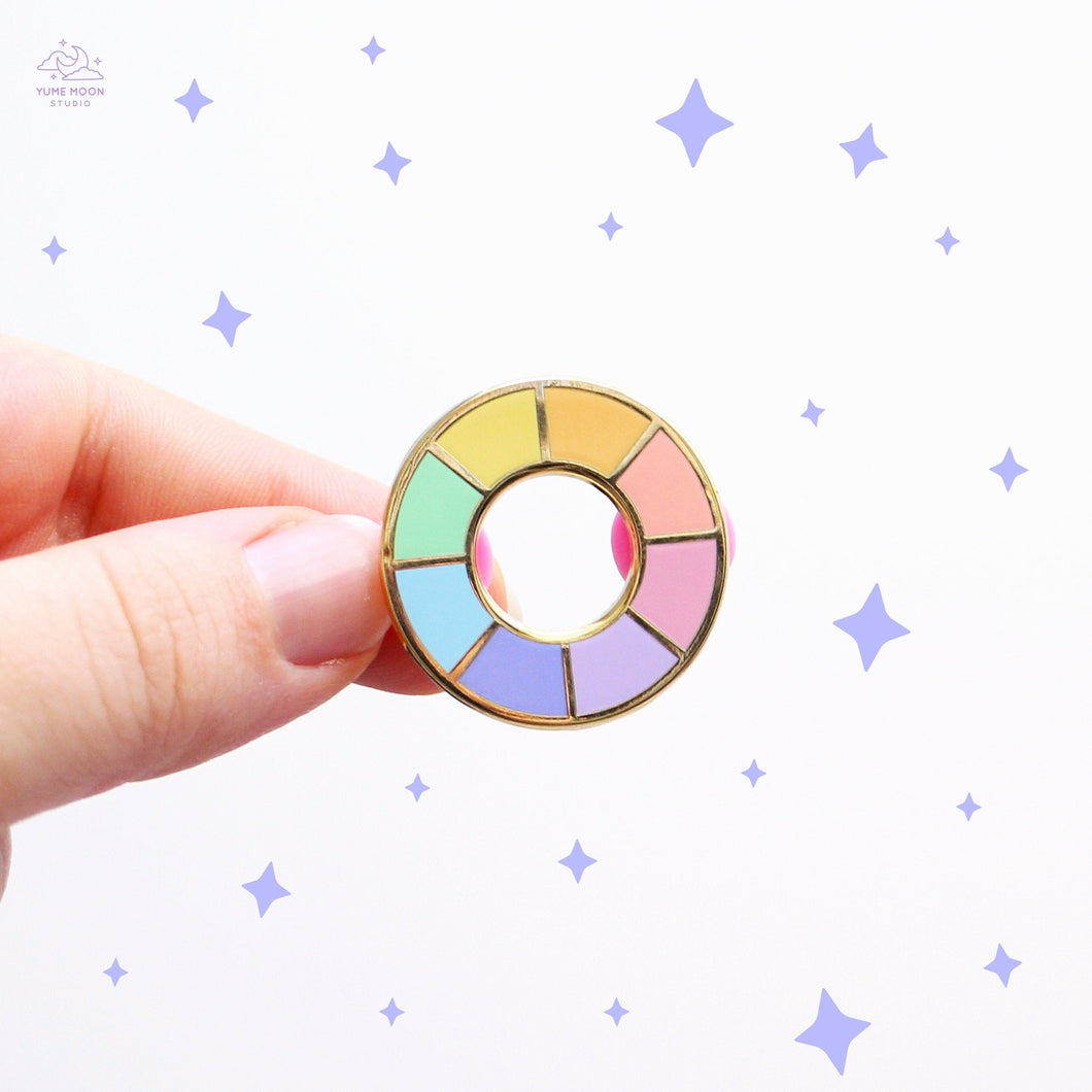 Pastel Rainbow Color Wheel Enamel Pin