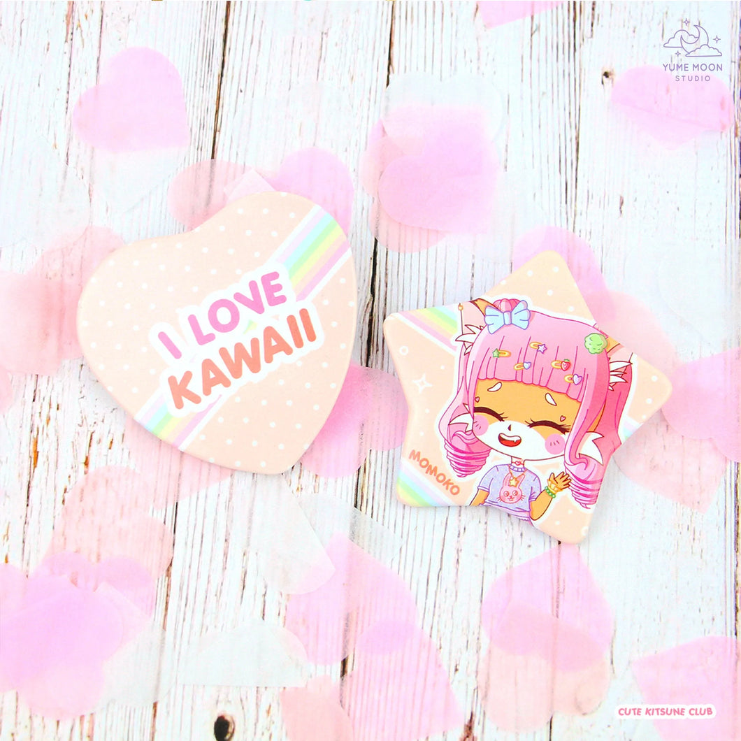 I love Kawaii + Momoko Button Badges