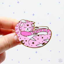 Load image into Gallery viewer, Pink Dreaming Cat Enamel Pin
