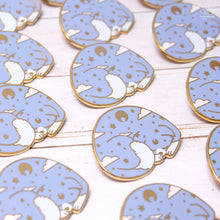 Load image into Gallery viewer, Blue Dreaming Cat Enamel Pin
