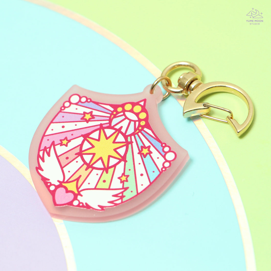 Star Shield Pink Frosted Acrylic Charm