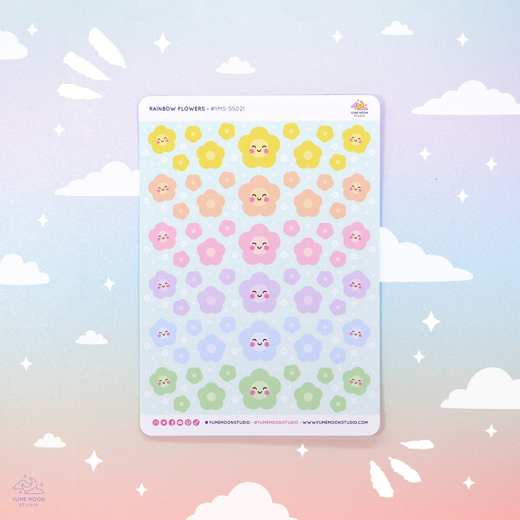 Rainbow Flowers Sticker Sheet